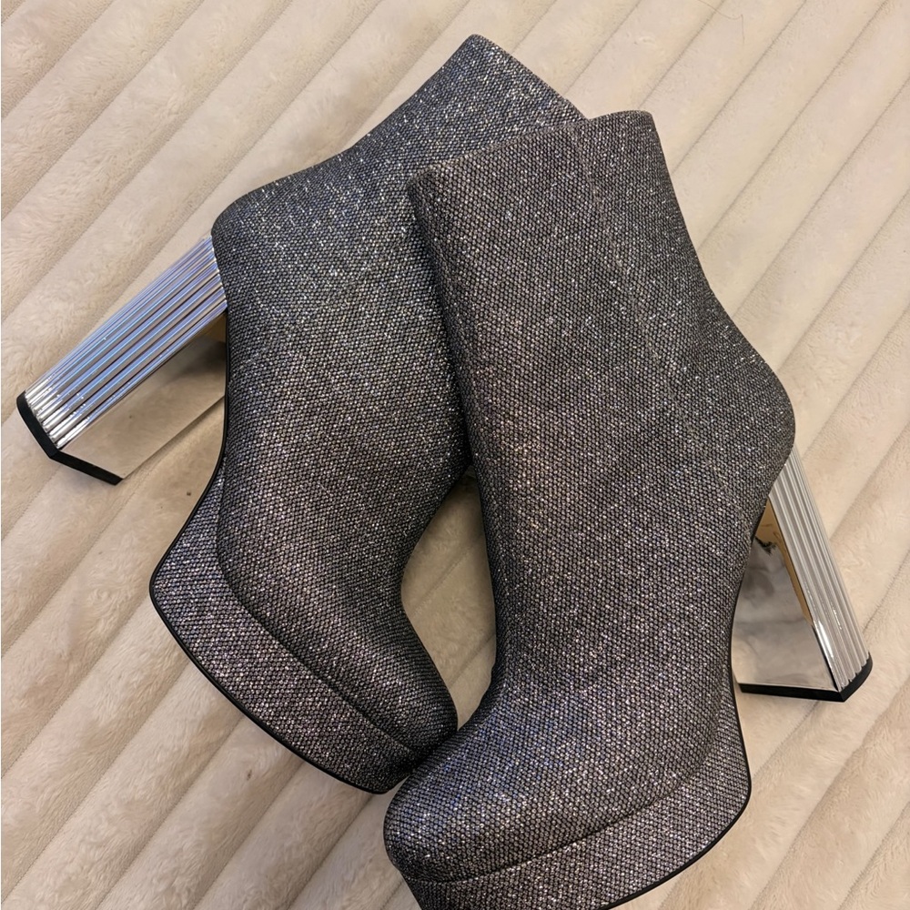 Michael Kors Silver Platform Heel Boots